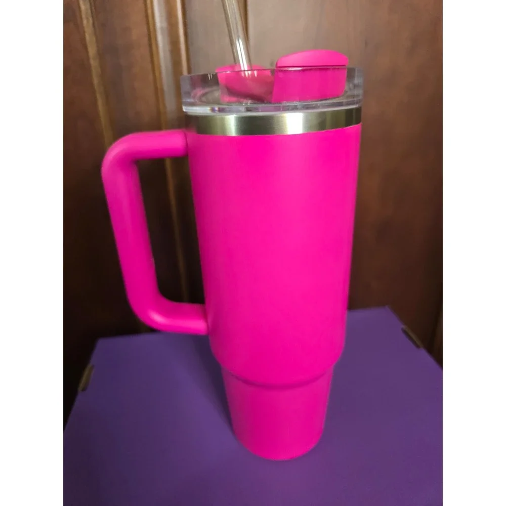 Stanley Quencher H2.0 FlowState Tumbler 30oz Camelia Pink Stainless Steel Mug - Picture 3 of 8